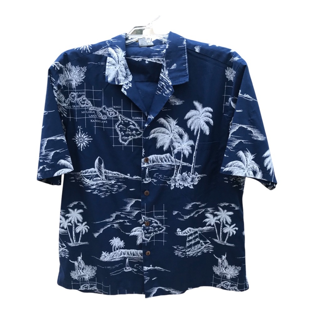 Royal Creations Navy Blue Hawaiian Shirt
